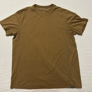 Eddie Bauer Free Dry Tee Mens Large Khaki Brown Basic Outdoor Hiking Camping - Picture 1 of 6