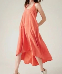 EUC Athleta Presidio Traveler Maxi Dress XL Oversized Pockets CORAL ORANGE NEON - Picture 1 of 6