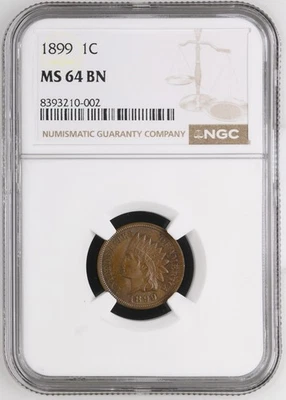 1899 P Indian Head Cent NGC MS-64 BN - Image 1 of 2