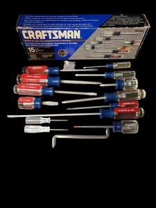 Craftsman 15 Piece Screwdriver Set 41458 Flat & Phillips Made In USA - Picture 1 of 9