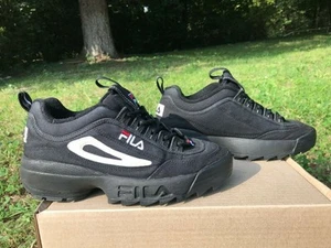 Vintage Fila Disruptor Zapatillas Mujer Talla US 5.5 (38) Negro Blanco Raro - Imagen 1 de 12