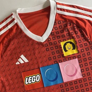 Adidas x Lego Soccer Jersey Mens Medium SLIM Bricks Puzzle Active Gym Top - Picture 1 of 16