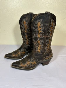 Ariat Dandy Inlay Brown Leather Womens Western Boots Size7.5B Style 10007964 - Picture 1 of 10
