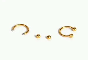 Ohrringe Chirurgen Edelstahl Gold Set Kugel Creolen Pierce Mode Stil Geschenk 8 - Bild 1 von 2
