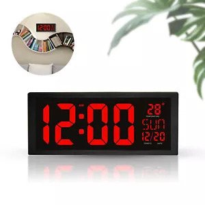 Gran reloj digital montaje en pared números grandes pantalla LED día fecha y termómetro EE. UU. - Imagen 1 de 12