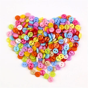 BUTTONS TINY MIXED ROUND 6mm SEWING CRAFT CRAFT COLOURS RESIN BUTTONS - Picture 1 of 9