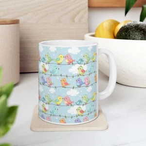 Whimsical bird coffee mug gifts for bird lovers, bird watcher gifts - Picture 1 of 19