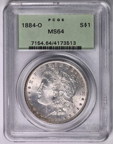 1884-O MORGAN SILVER DOLLAR - PCGS MS64 IN OLD GREEN HOLDER OGH Cover