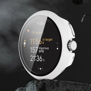 Tempered Glass+Cover PC Shell Film Cover for Google Pixel Watch3 45MM(White) - Zdjęcie 1 z 7