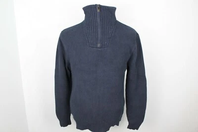 Pullover acanalado Eddie Bauer para hombre 3/4 cremallera frontal azul marino 100 % algodón talla L Foto 1 de 4
