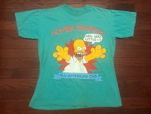 1990 HOMER SIMPSON T SHIRT MENS SMALL GREEN ALL AMERICAN DAD SIMPSONS VINTAGE e - Picture 1 of 6
