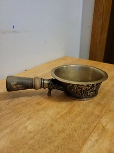 Vintage massives Messing Seideneisen mit Holzgriff - Bild 1 von 9