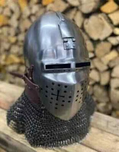 Helmet 16 Gauge Steel Medieval Roa Bascinet Helmet SCA Knight Armor Chainmail - Picture 1 of 1