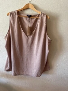Camisa NYDJ para mujer 2X/3X marrón camiseta sin mangas cuello en V nueva con etiquetas "NUEVA CON ETIQUETAS" - Imagen 1 de 8