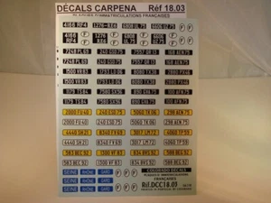 DECALS 1/18 ANCIENNES PLAQUES IMMATRICULATIONS FRANCAISES - COLORADO 1803 UV - Picture 1 of 1