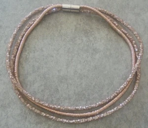 Coole Halskette Schmuck 3 - reihig rosegold glitzernd Magnetverschluss Nr. 3851 - Bild 1 von 5