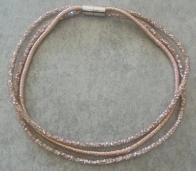Coole Halskette Schmuck 3 - reihig rosegold glitzernd Magnetverschluss Nr. 3851 - Bild 1 von 4