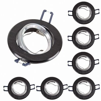 6x Telaio Alluminio Argento + Nero Spazzolato 16302-5 Ø68 MM per Lampadina - Immagine 1 di 4