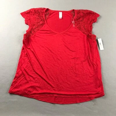 Camisa No Boundaries Mujer XL Roja Encaje Mangas Gorra Camiseta Ligera Blusa Nueva con Etiquetas Foto 1 de 4