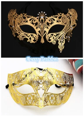 SN-F2-3  Men Women Masquerade Eye-Mask Venetian Costume Party Accessories Gold - Image 1 of 4