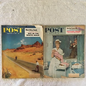 Lot 2 1961 Saturday Evening Post Magazines Satchel Paige JF Kennedy  - Bild 1 von 12