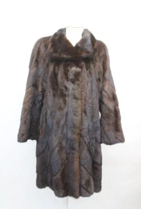 EXCELENTE CHAQUETA ABRIGO DE PIEL DE VISÓN RANCHO OSCURO CANADIENSE MUJER MUJER TALLA 12 GRANDE - Imagen 1 de 4