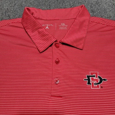 Camisa Antigua SDSU Aztecas Hombres XXL 2XL Rojo Blanco Rayas Golf Polo DriFit Fútbol Foto 1 de 4