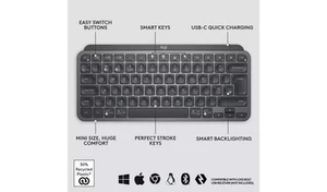 Klawisze Logitech MX mini minimalistyczna bezprzewodowa podświetlana klawiatura - grafitowa - Zdjęcie 1 z 7