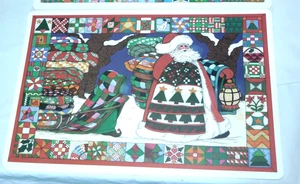 10er Set Vintage Tischsets SHIRLEY DELPH 2-seitig Vinyl Kunststoff Santa Weihnachten - Bild 1 von 20