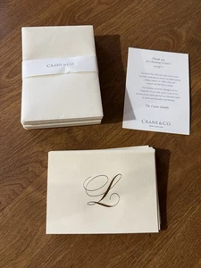 Crane & Co graviertes L Initialen Monogramm 19 Notizkarten & linierte Umschläge Rindsleder - Bild 1 von 10