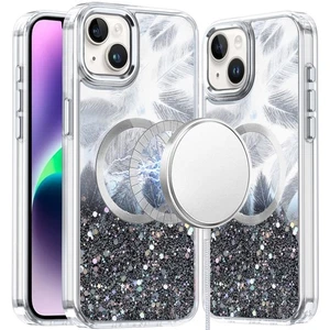 Funda para iPhone 13/14 Plumas Fusionadas Brillo Círculo Magnético + Vidrio Templado - Imagen 1 de 12