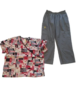Womens Scrub Top & Bottom Set, 2 Piece Lot, Size X Large, XLP Pants - Picture 1 of 9