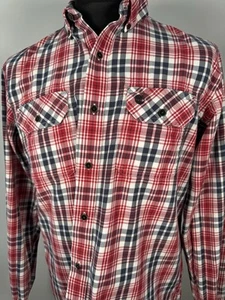 Timberland Earthkeepers Mens Long Sleeved Red Check Shirt Size Large Slim Fit - Picture 1 of 12