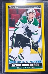 2021-22 O-Pee-Chee - Premier Tallboys SSP Jason Robertson #P-46 Yellow Border - Picture 1 of 2