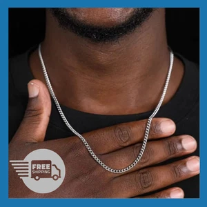 Men's 3mm Cuban Chain Necklace – Stainless Steel, Simple Fashion Gift - Picture 1 of 24