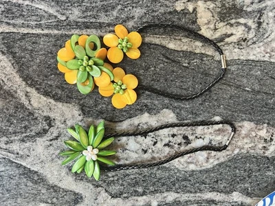 Green & yellow Costume Jewelry Necklace set. Xmas, women’s Holiday set, Dress up - Image 1 of 4