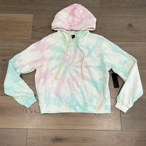 Felpa con cappuccio SAVVI Sherbet Tie-Dye Payton Midi Pullover Cotone French Terry Taglia S - Foto 1 di 12