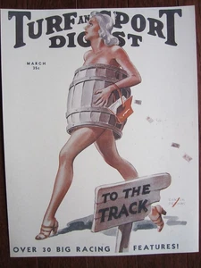 Derby Horse Turf & Sport 1938 modelo desnudo litografía color impresión firmada - Imagen 1 de 9