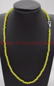 Natural Pretty 4mm Faceted Green Peridot Round Gemstone Beaded Necklace 16-28in - Picture 1 of 12