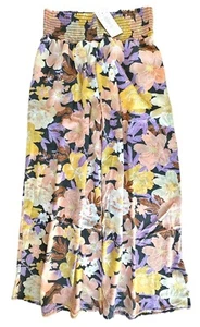 Sienna Sky Junior's Floral Flowy Wide Leg Pants Smocked Waist Size L Multicolor - Picture 1 of 8