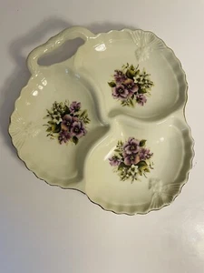 Formalities by Baum Bros Summer Flower Collection Divided Nut or Candy Dish 10” - Picture 1 of 6