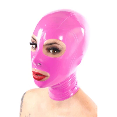 Latex Hood with Back Zipper Rubber Mask for Party Fetish BDSM Clubwear Catsuit - Image 1 of 4