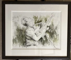 'Lost In Music' Framed Watercolour Mix Painting signed By Artist Julie Forster - Picture 1 of 10