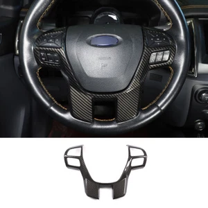 Carbon Fiber Interior Steering Wheel Frame Cover Trim For Ford Ranger 2015-22 - Picture 1 of 4