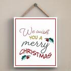 WE WISH YOU A MERRY CHRISTMAS TYPOGRAPHY ON AN OFF SQUARE SHAPED PLAQUE
