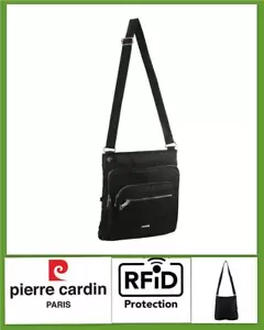 Pierre Cardin Ladies Nylon Cross Body Bag/Wallet Clutch RFID Sling Handbag Black - Picture 1 of 7
