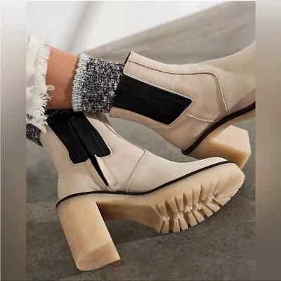 NUEVAS FREE PEOPLE James Chelsea Botas Cuero Blanco Grueso Y2K Suela de Goma EU 36.5 Foto 1 de 4