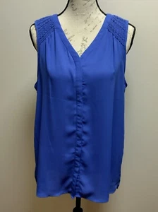 Investments women's dressy sheer tank top sleeveless top Size L Color Blue - Picture 1 of 13