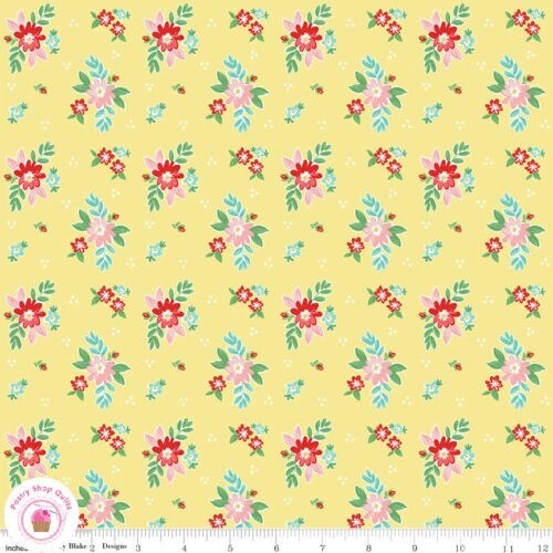 Tela floral roja amarilla Fair 11351 1/2 YD TASHA NOEL Riley Blake vintage Foto 1 de 1