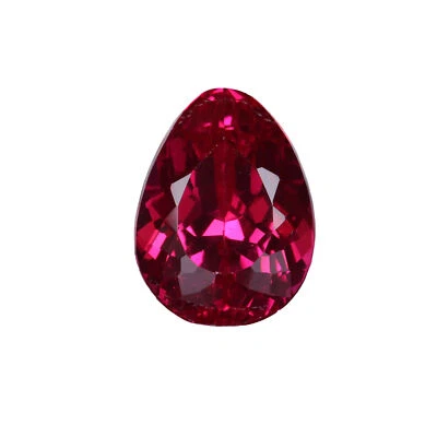 Sri Lanka Red Color Ruby Pear Shape 12 Carat Imitation Created Gemstone - Image 1 of 4